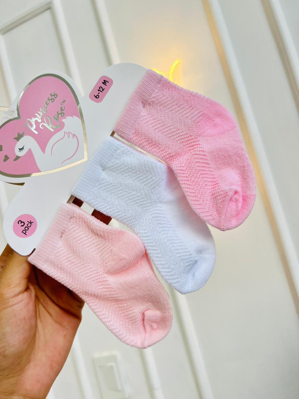 SET MEDIAS PLUSH ¨PRINCESS ROSE¨ X3 - 6 A 12 MESES