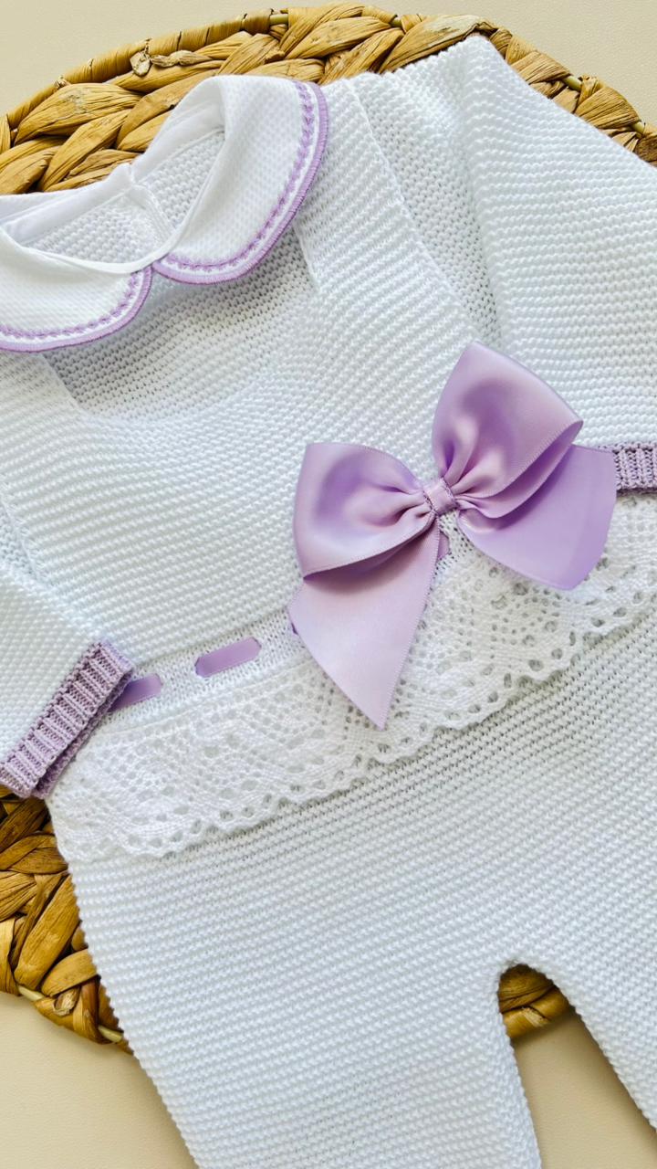 CONJUNTO MARA TEJIDO PREMIUM - TERNURA Y EXCLUSIVIDAD - COLOR BLANCO
