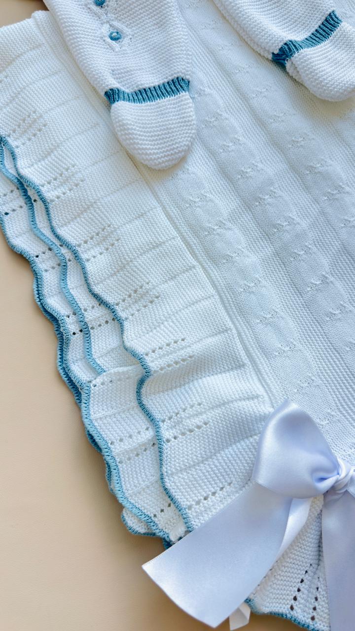 SET MARA TEJIDO PREMIUM - CONEJITO CLASICO - COLOR BLANCO