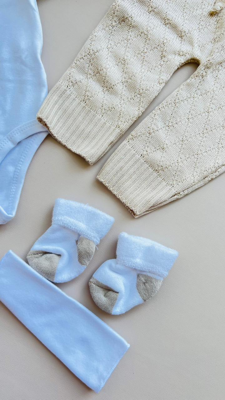 SET DE LUJO PARA BEBΓ β 6 PIEZAS - TONO BEIGE CLΓSICO