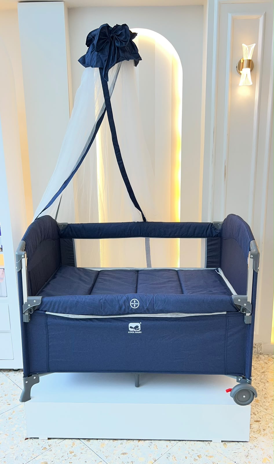 Cuna de Viaje Multifuncional Cool Baby – Toldo, Móvil y Cambiador Incluidos