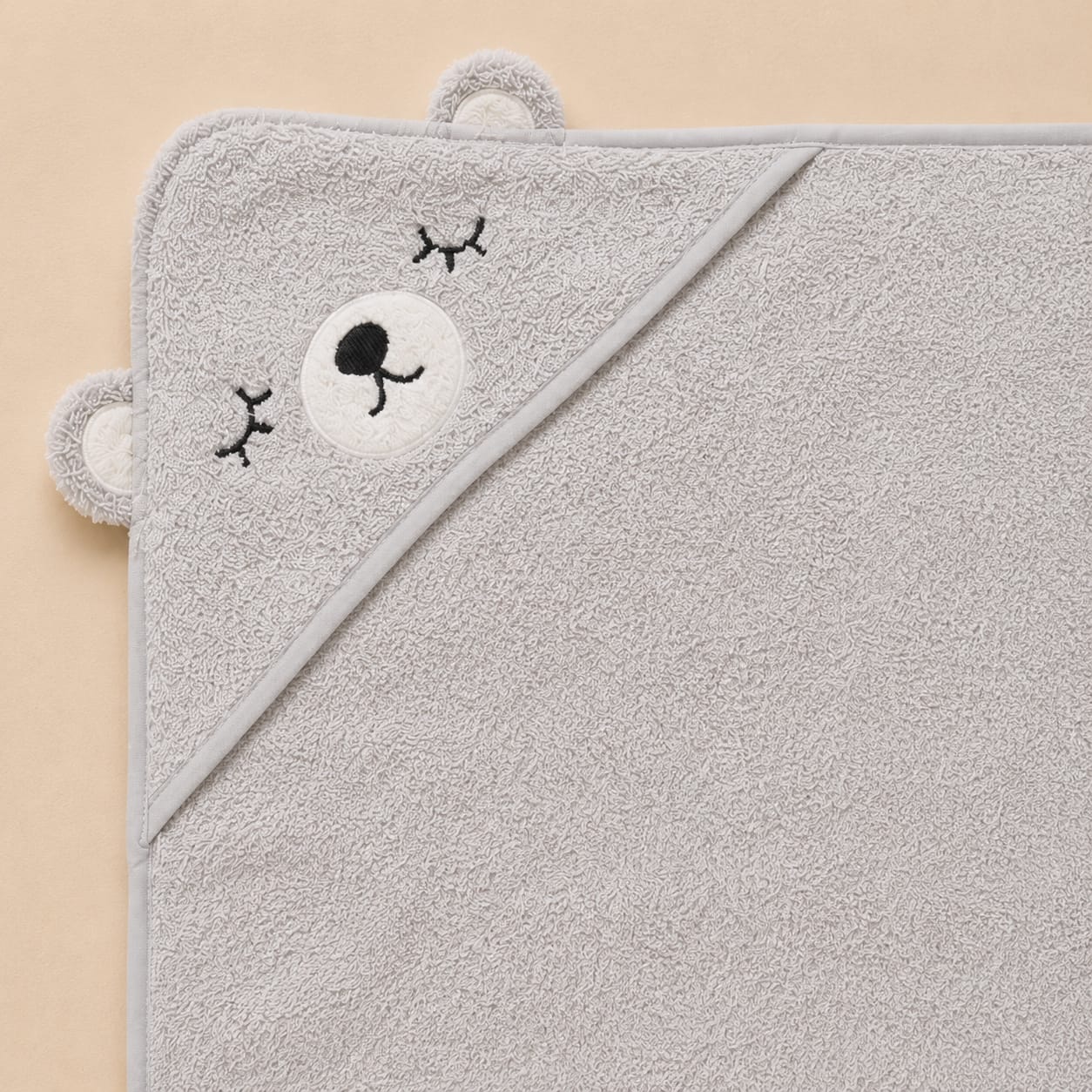 Toalla con Capucha para Bebé — Osito Gris