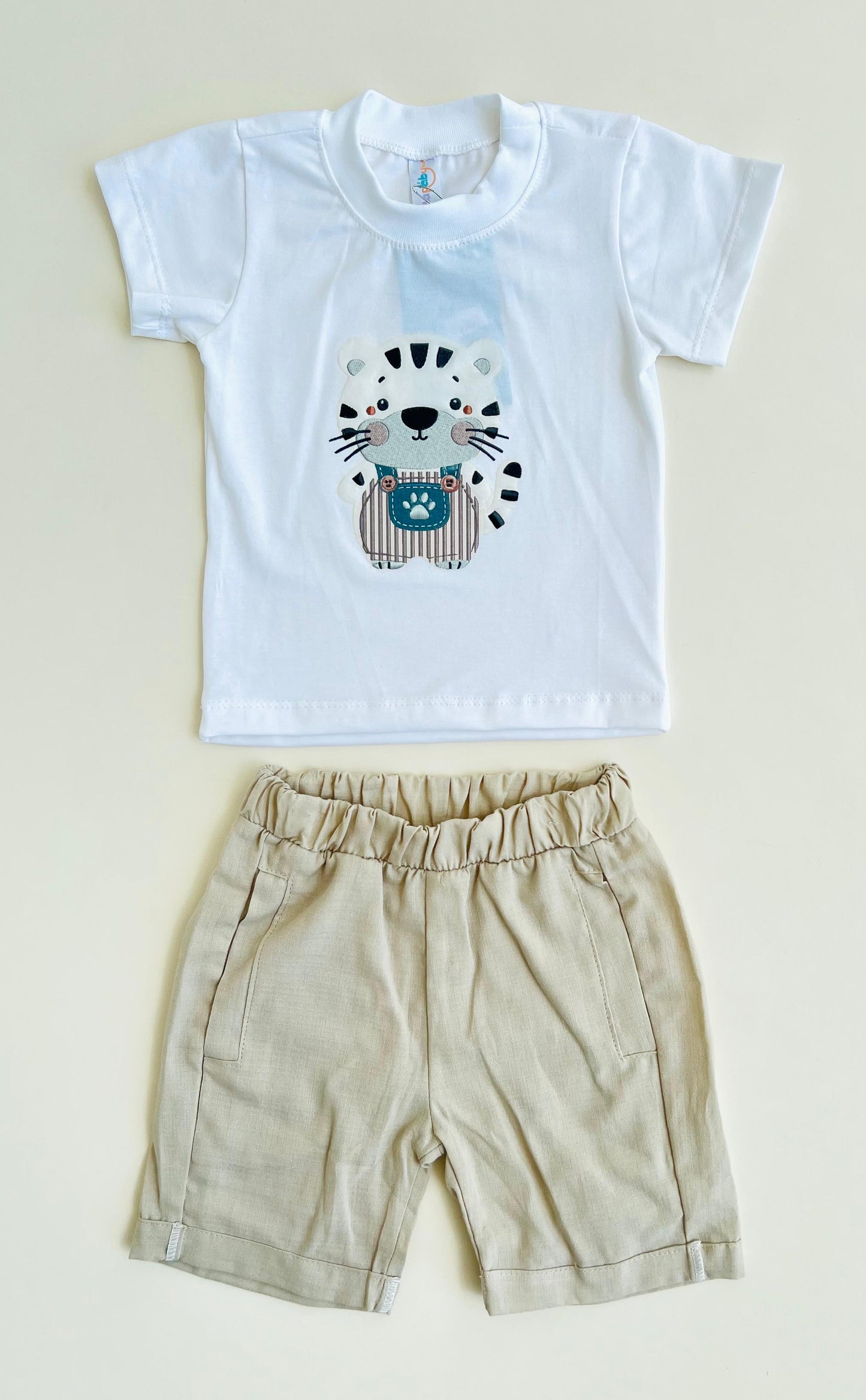 CONJUNTO CEBRITA A RAYAS BEIGE