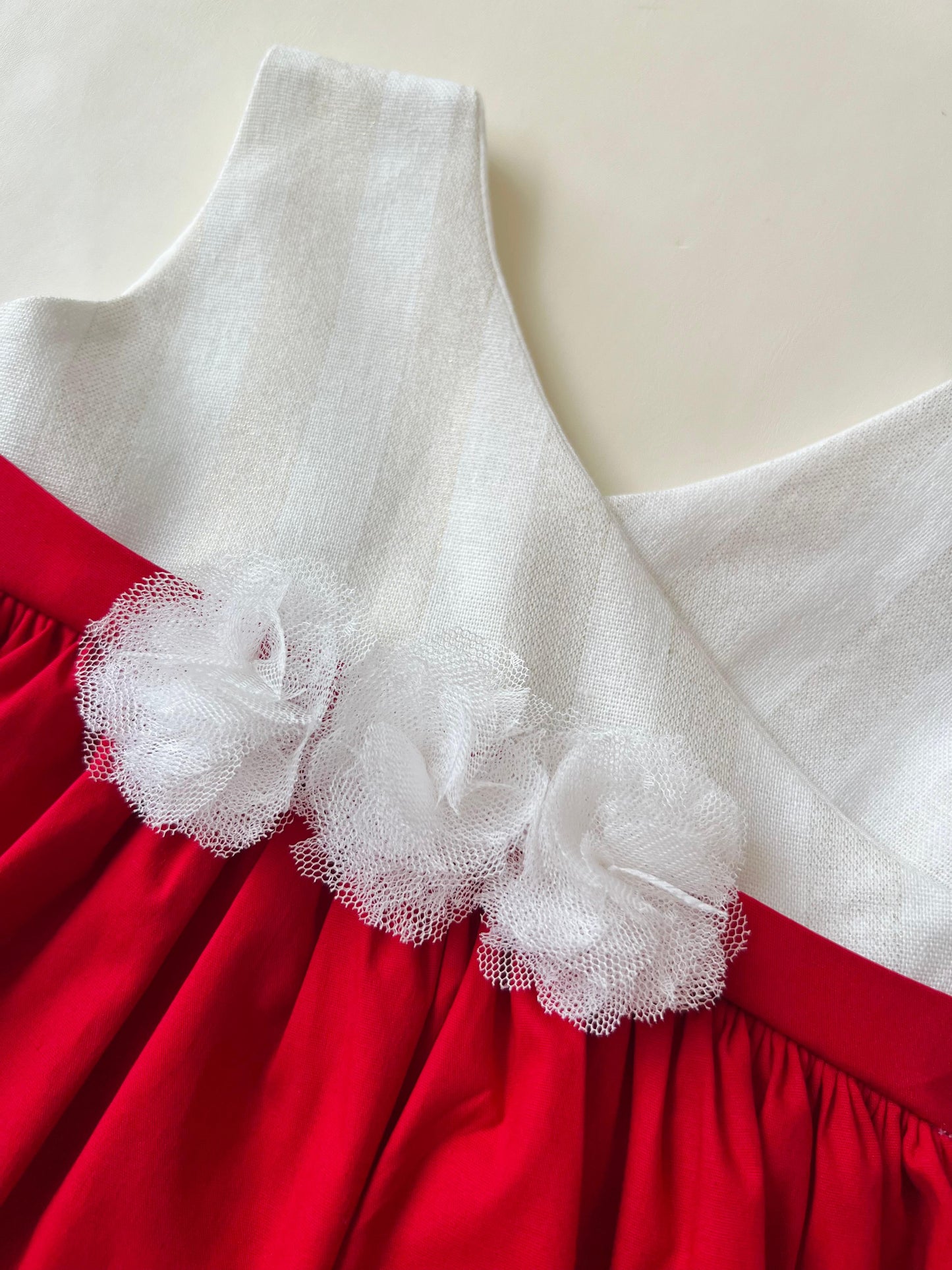 VESTIDO ROJO COMBINADO BEBÉ FELIZ