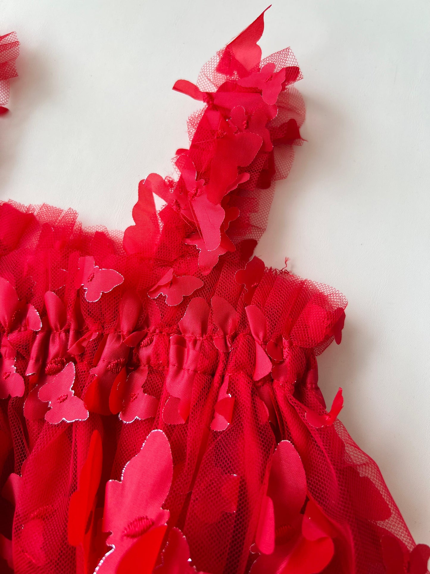VESTIDO TULL MARIPOSAS ROJO