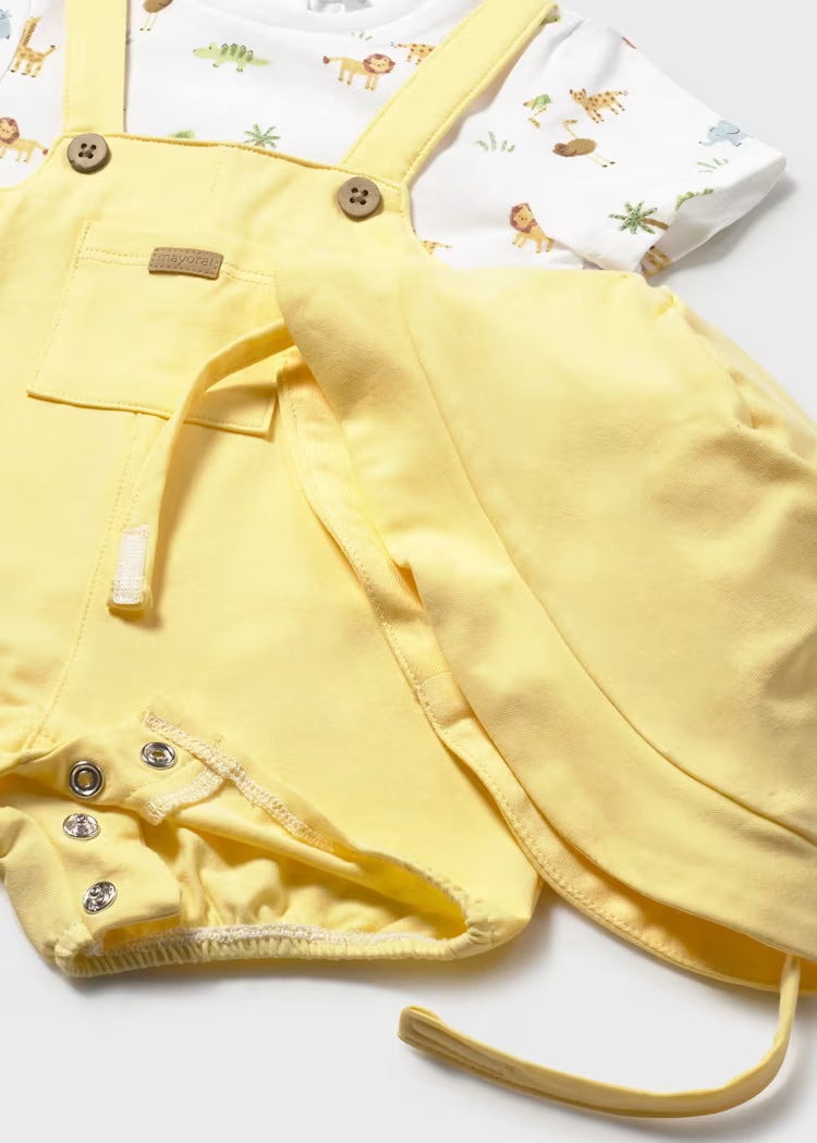 CONJUNTO PETO + GORRO SAFARI PARA BEBΓ