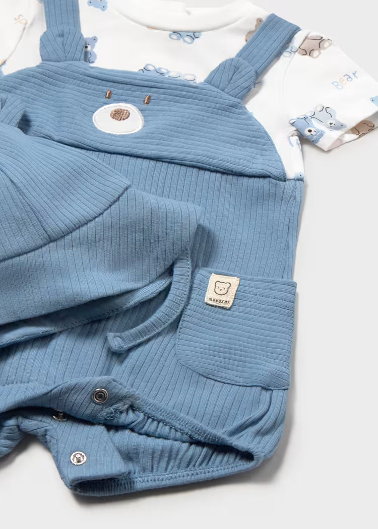 PELELE PETO SIMULADO OSITO CON GORRO PARA RECIEN NACIDO