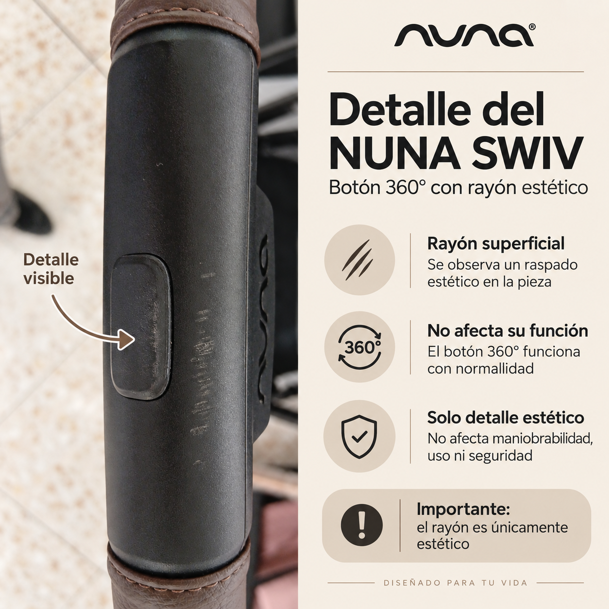 Coche Nuna SWIV Caviar Chocolate – Asiento Reversible y Ligero | Con Detalle Estético