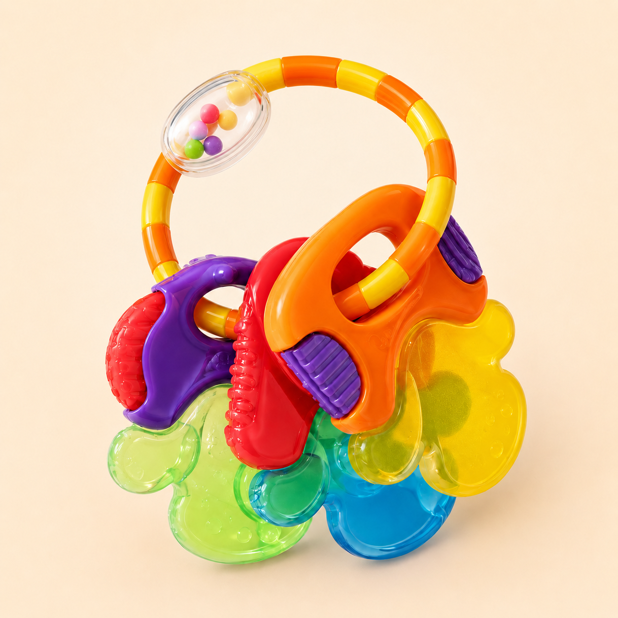 ⭕️Llavero Mordedor con Sonajero para Bebé – Multicolor
