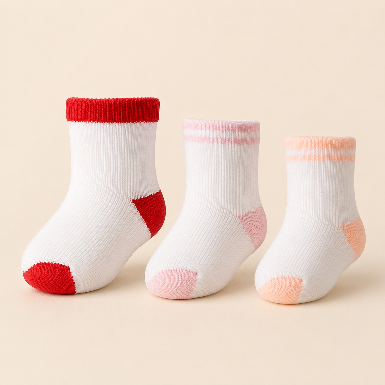 ⭕️Set x3 Medias para Bebé – Algodón Suave con Diseño Bicolor