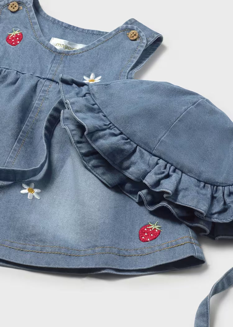 VESTIDO CON GORRO VOLANTES RECIEN NACIDA