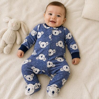 Pijama Enterizo Bebé Niño Koala Azul Marino con Cierre | Mara Baby