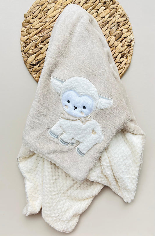 COBIJA DOBLE ACOLCHADA NUBE LUNA OVEJITA BEIGE