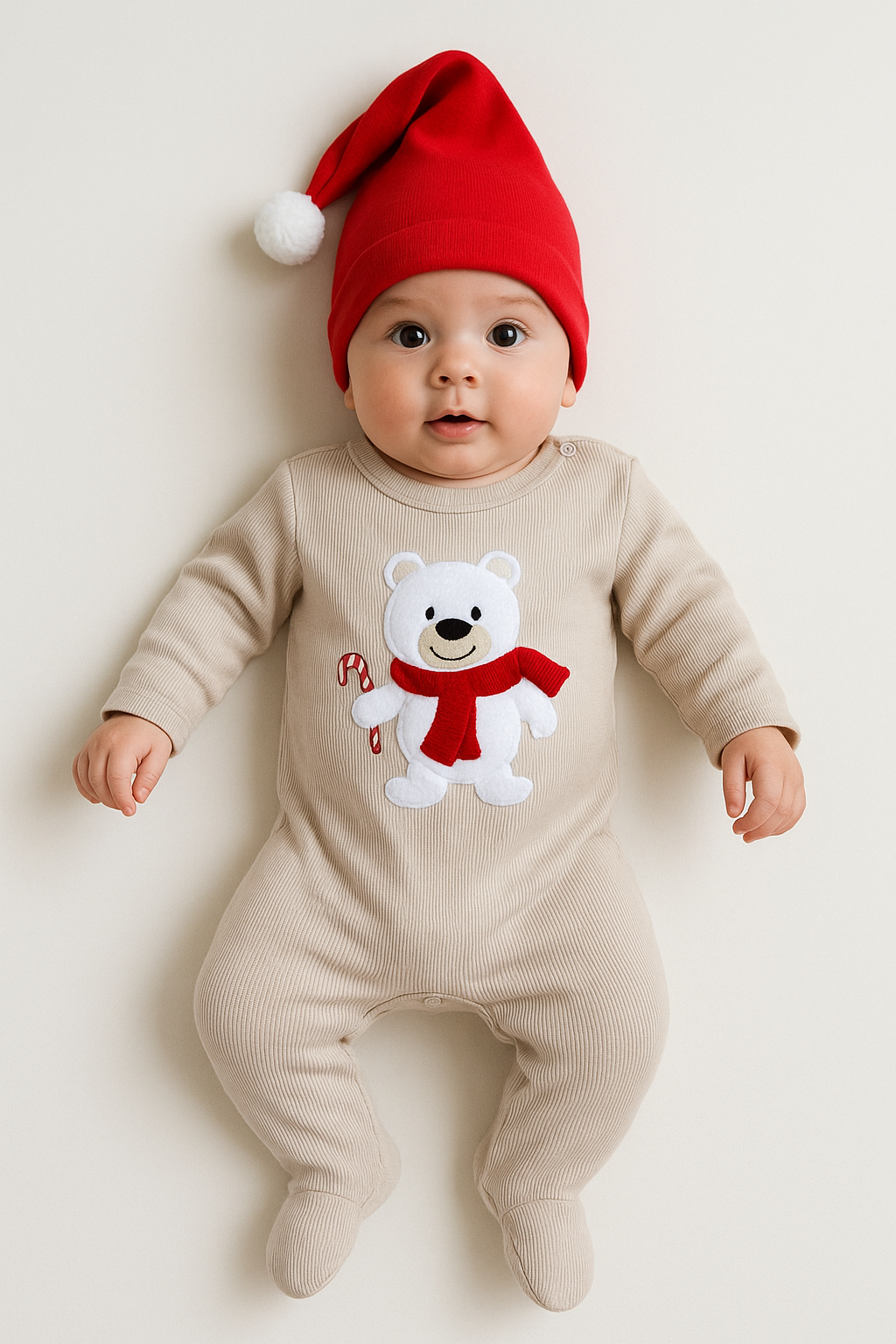 ENTERIZO NAVIDEÑO DE OSITO CON GORRO