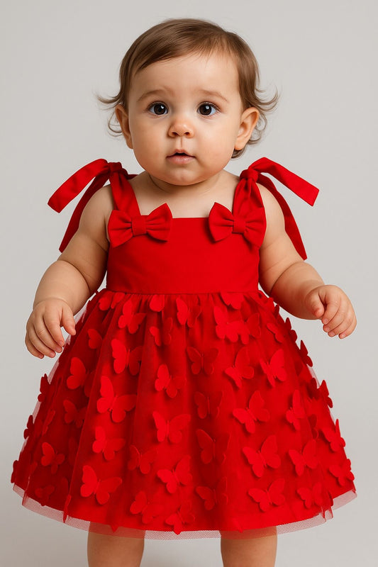 VESTIDO MARIPOSAS TULL ROJO