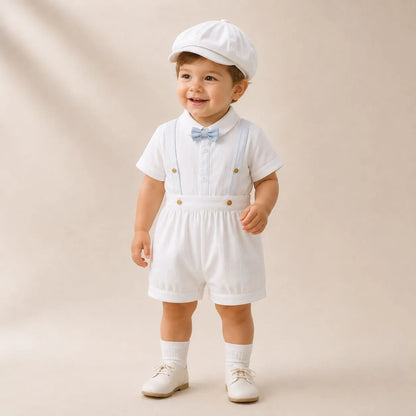 CONJUNTO BAUTIZO 4 PIEZAS- BEBÉ FELIZ BLANCO