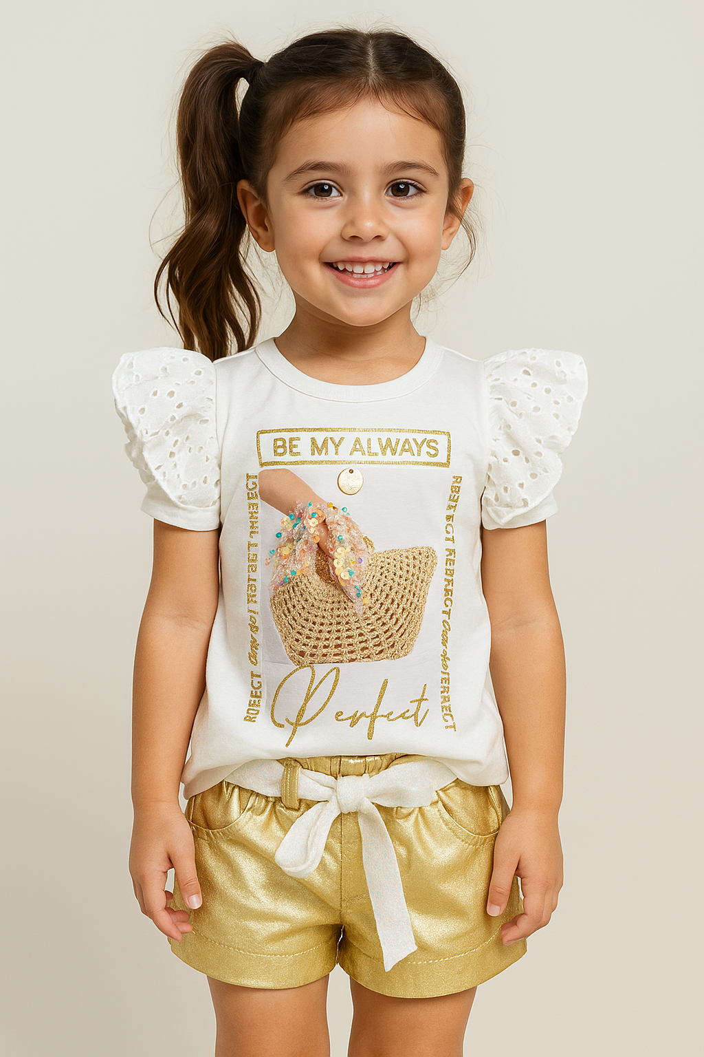 CONJUNTO DOS PIEZAS DORADO HEIDY KIDS