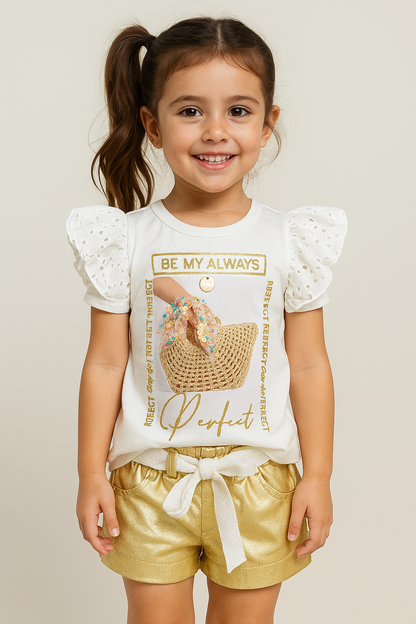 CONJUNTO DOS PIEZAS DORADO HEIDY KIDS