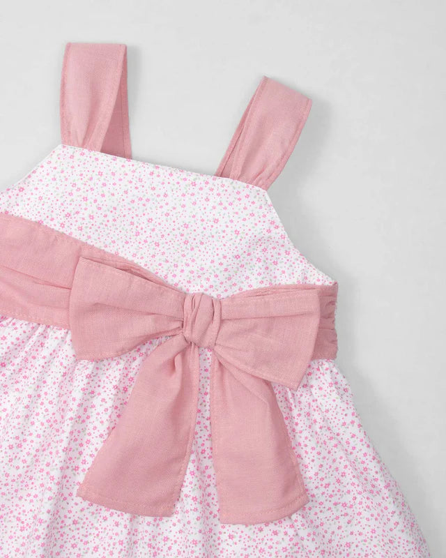 Vestido body de tiras estampado con moño rosa para bebé niña