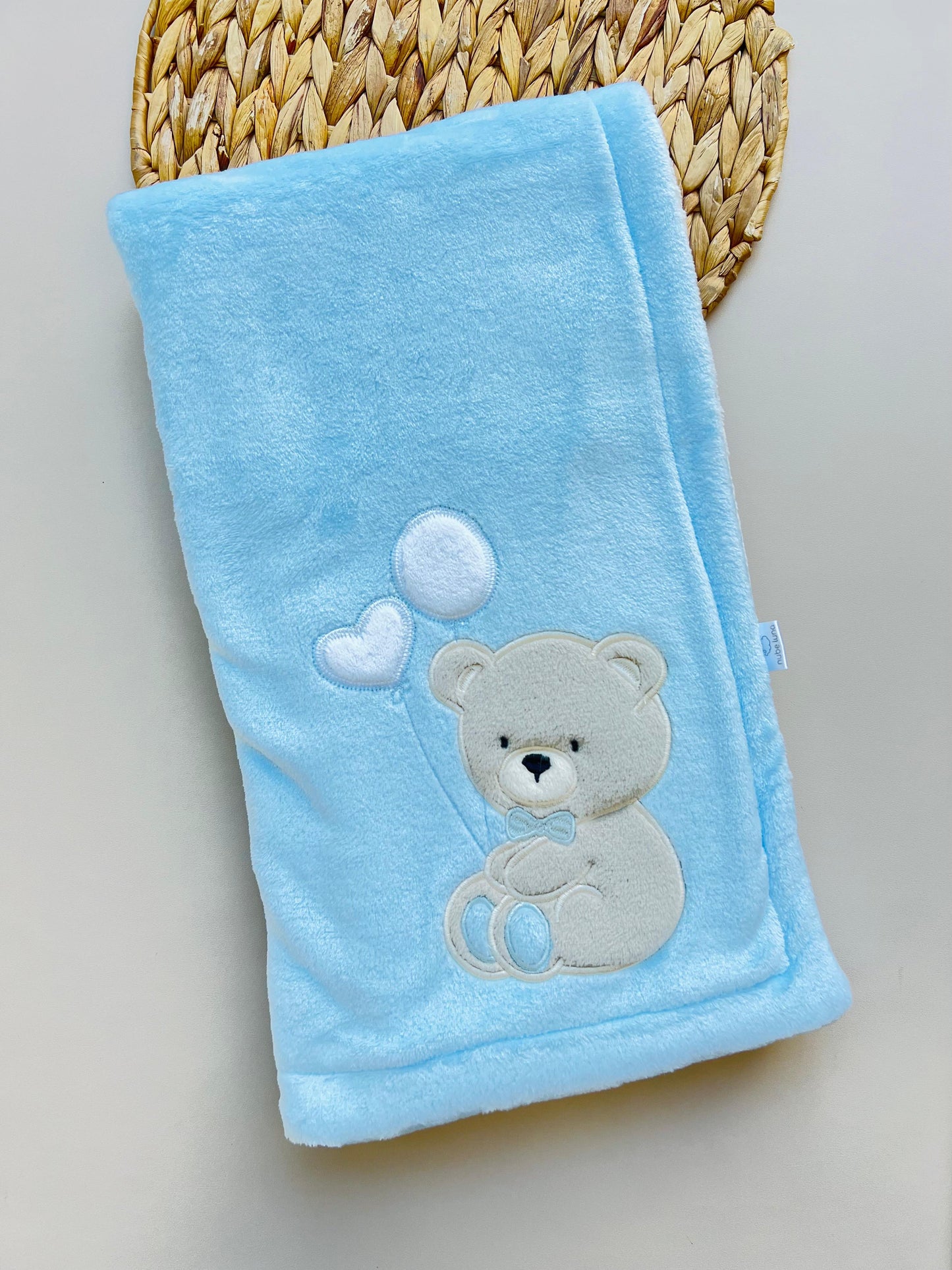 COBIJA DOBLE ACOLCHADA BABY LUNA AZUL OSO