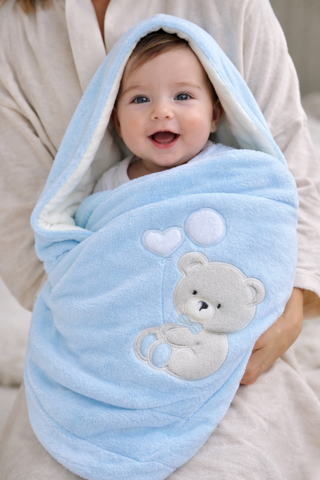 COBIJA DOBLE ACOLCHADA BABY LUNA AZUL OSO