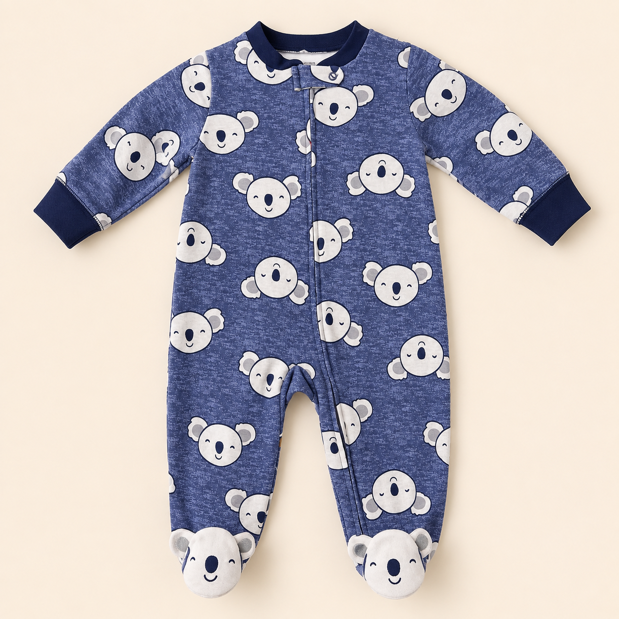 Pijama Enterizo Bebé Niño Koala Azul Marino con Cierre | Mara Baby