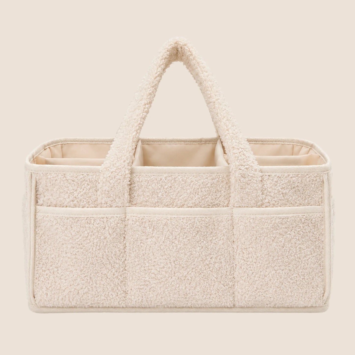 Bolso Organizador de Pañales Beige Boucle – Caddy con Divisores y Asas