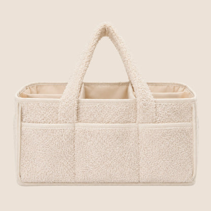 Bolso Organizador de Pañales Beige Boucle – Caddy con Divisores y Asas
