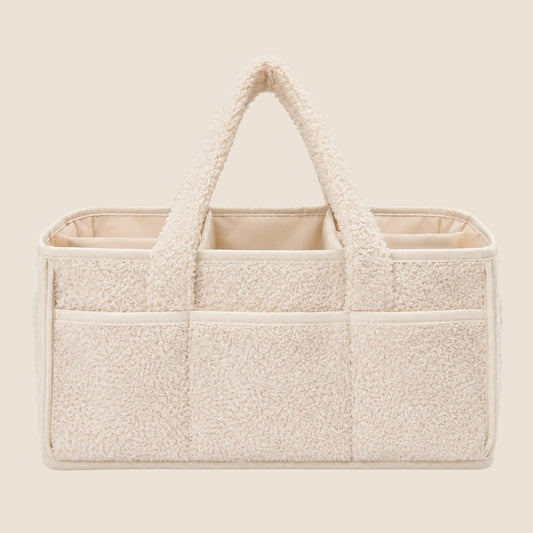 Bolso Organizador de Pañales Beige Boucle – Caddy con Divisores y Asas