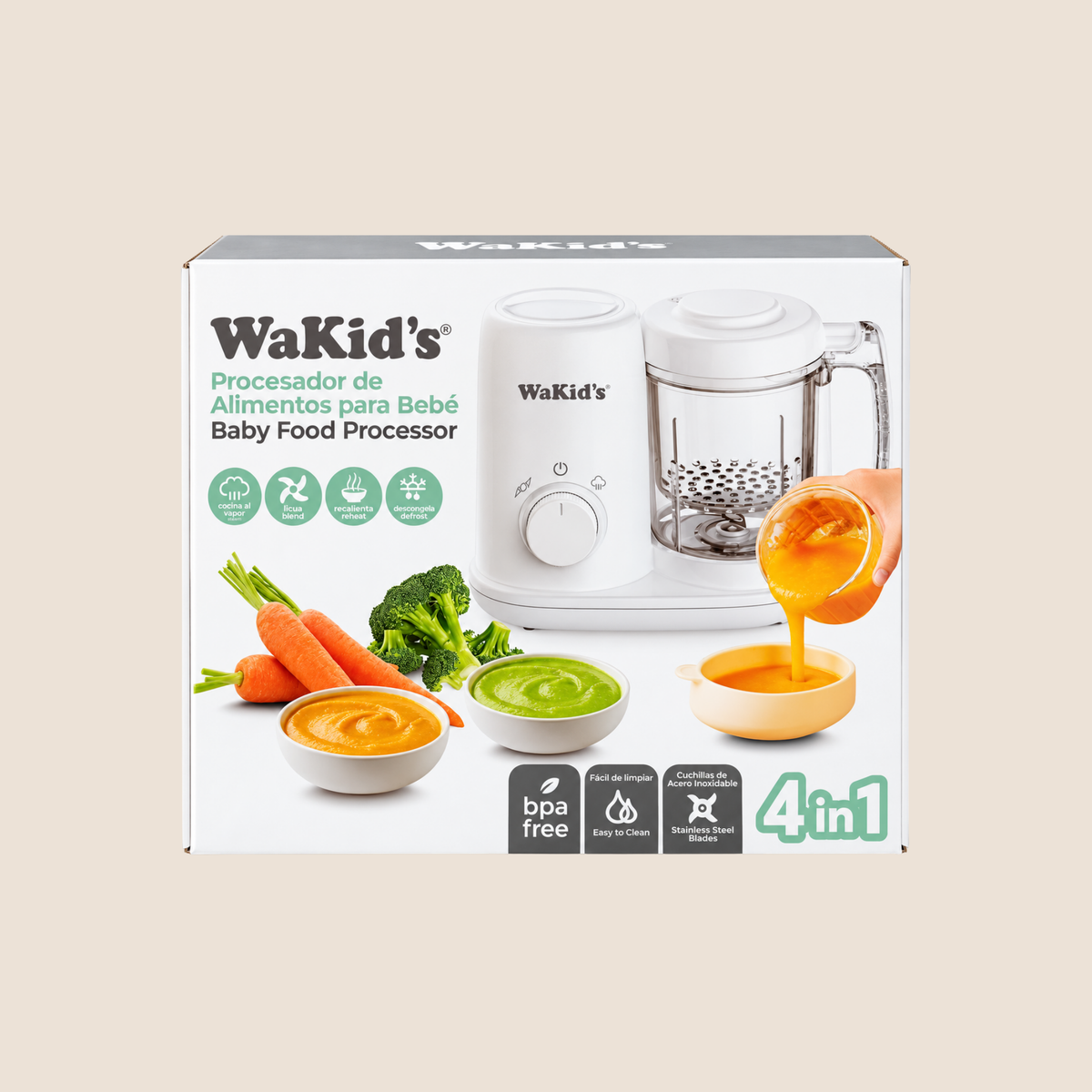 Procesador de alimentos para bebé WaKid's 4 en 1 blanco