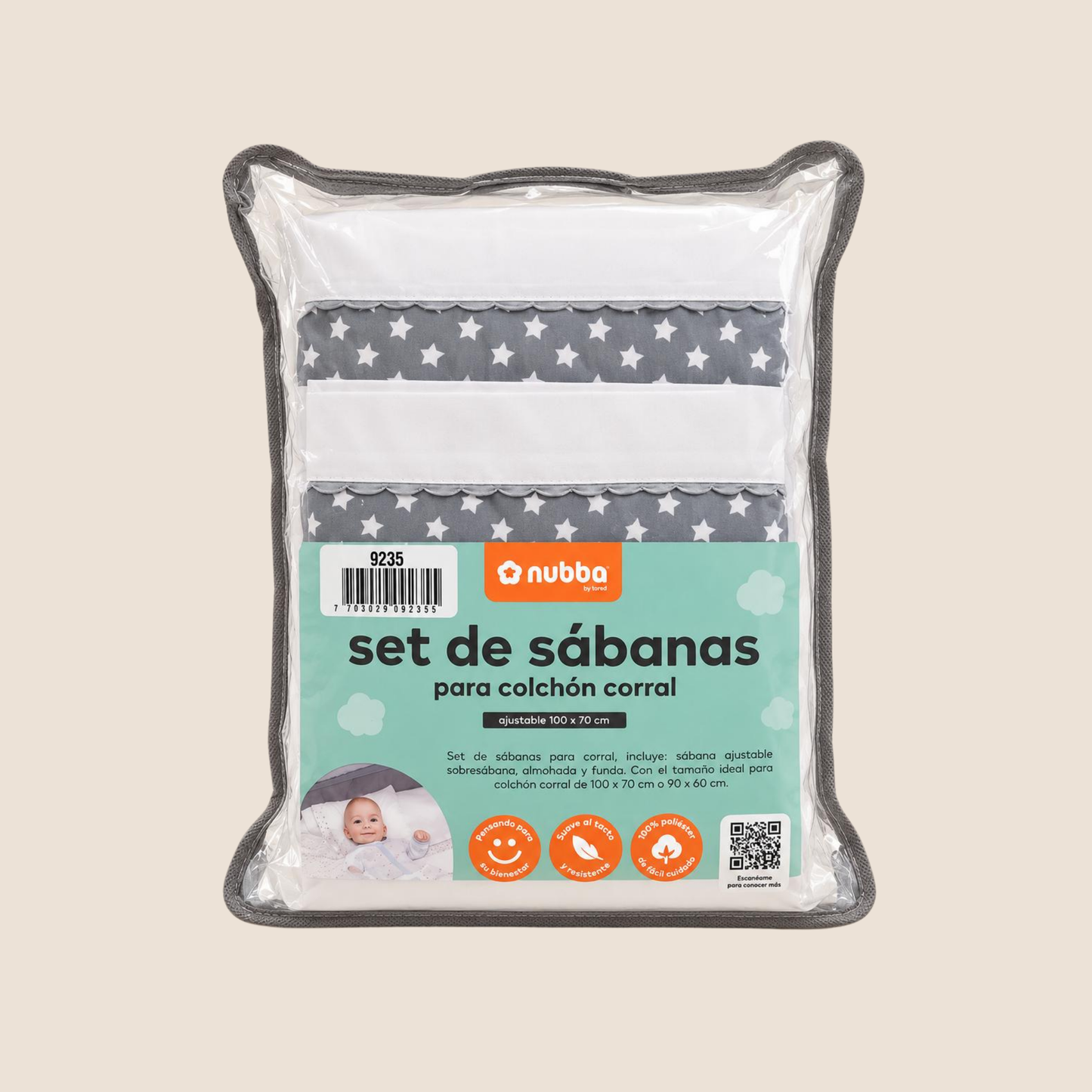 Set de Sábanas para Colchón Corral Nubba – Estrellas Gris