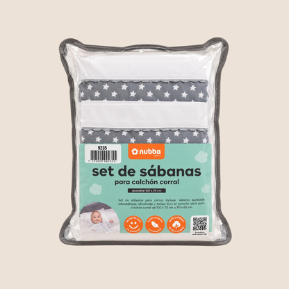 Set de Sábanas para Colchón Corral Nubba – Estrellas Gris