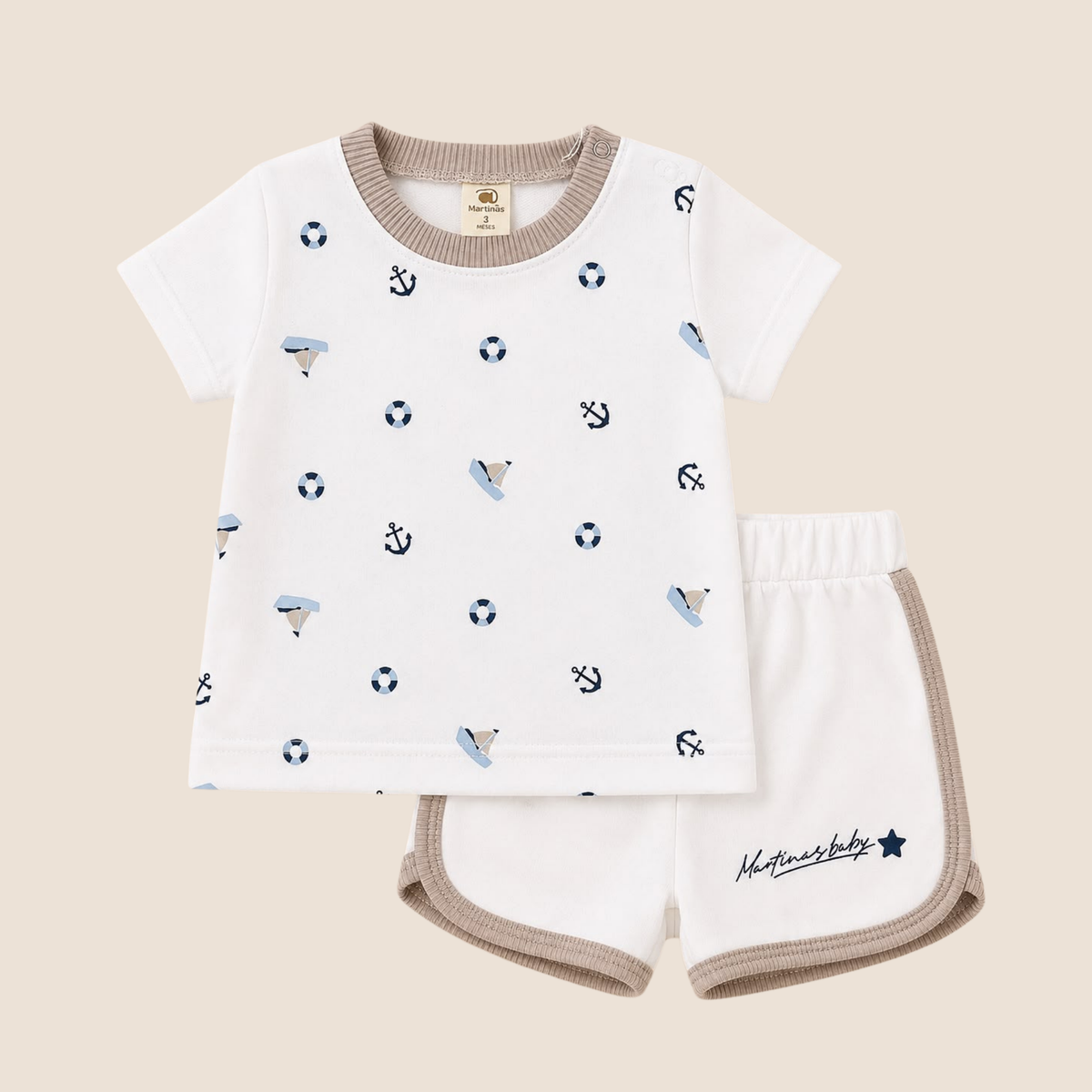 Conjunto 2 Piezas Marinero Bebe Nino Algodón 3M-18M