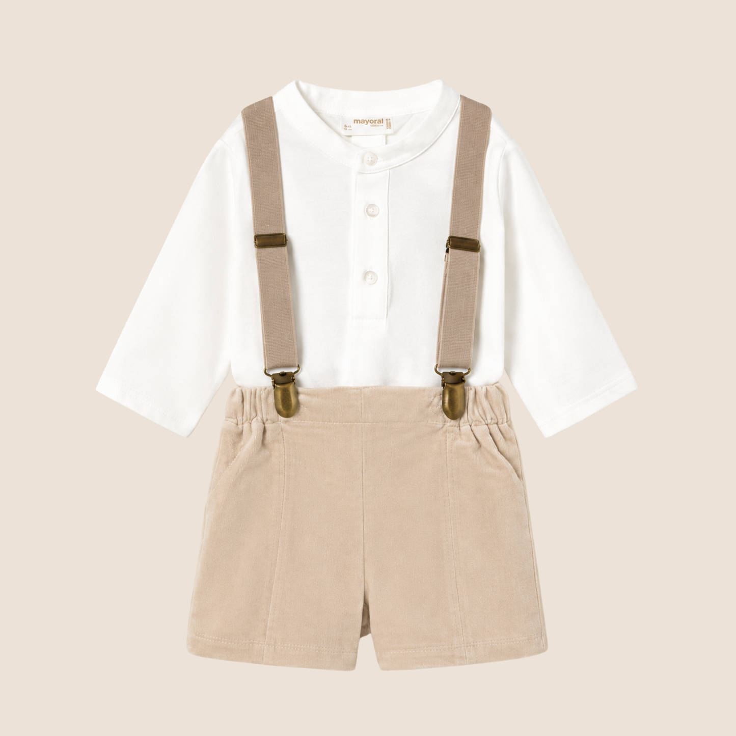 Conjunto Pantalón Corto con Tirantes y Camisa Recién Nacido - Mayoral Nueva Coleccion