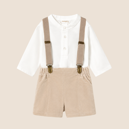 Conjunto Pantalón Corto con Tirantes y Camisa Recién Nacido - Mayoral Nueva Coleccion