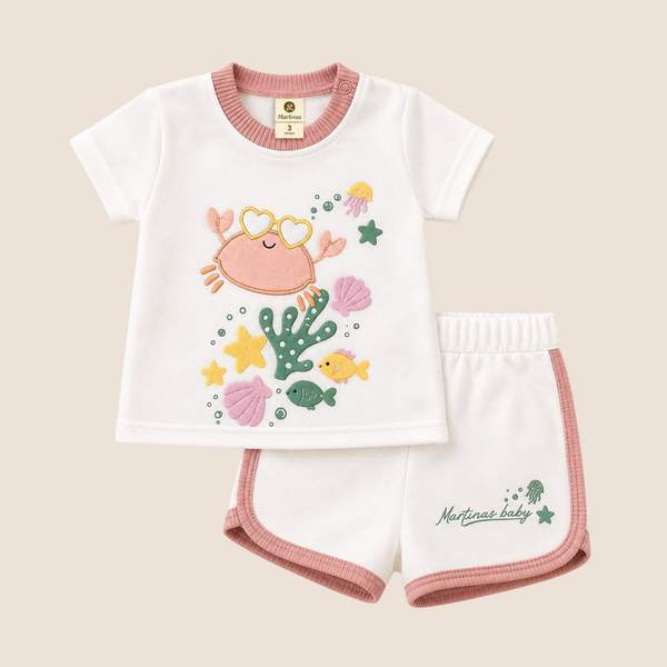 Conjunto Cangrejo Marina - Camiseta y Short Bebe Nina