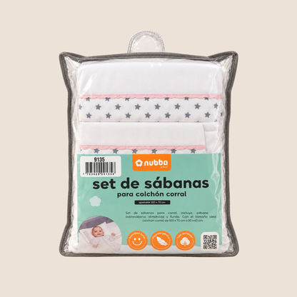 Set de Sábanas para Colchón Corral Nubba – Estrellas Rosa
