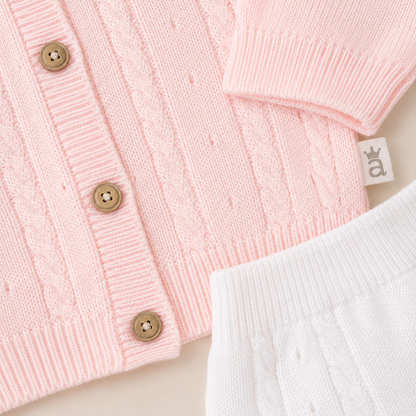 CONJUNTO CLASICO PARA BEBÉ - 4 PIEZAS - COLOR ROSADO