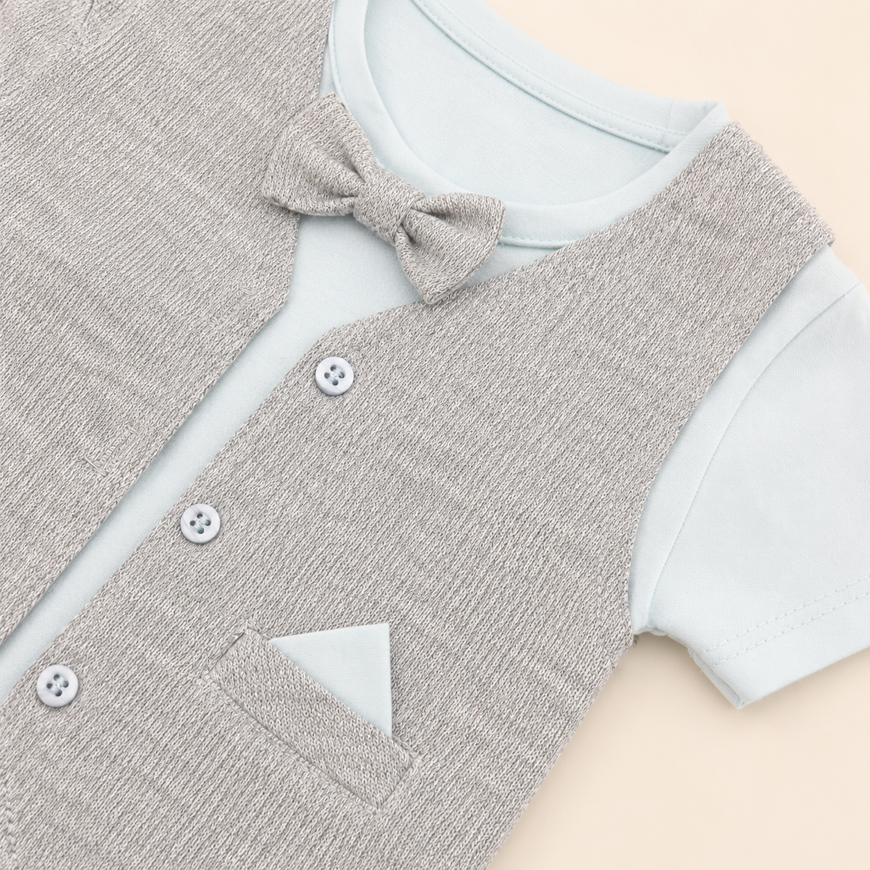 Ajuar Recién Nacido Niño Set 7 Piezas Azul Gris | Elefante Bordado | Mara Baby
