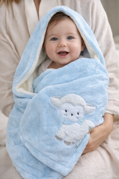 COBIJA DOBLE ACOLCHADA BABY LUNA AZUL OVEJA