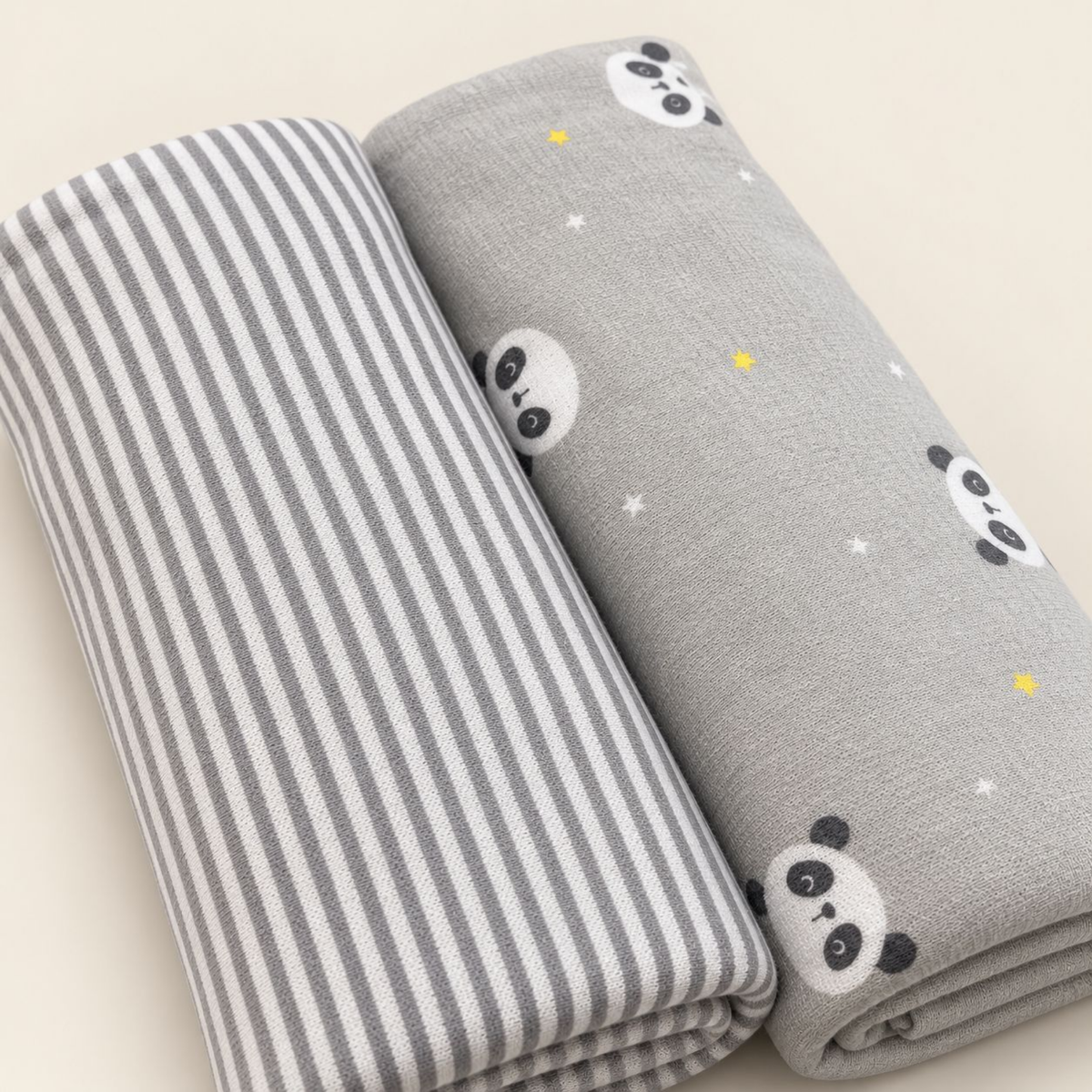 Set Mantas x2 Nubba – Pandas y Rayas Gris