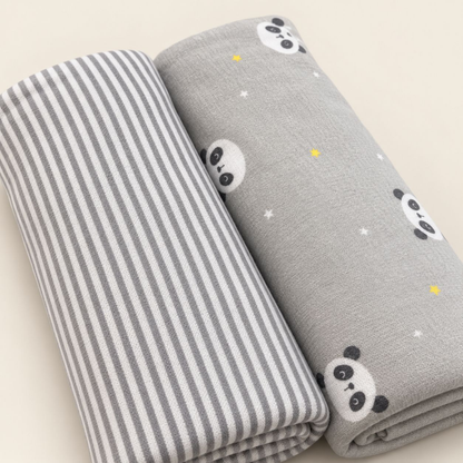 Set Mantas x2 Nubba – Pandas y Rayas Gris