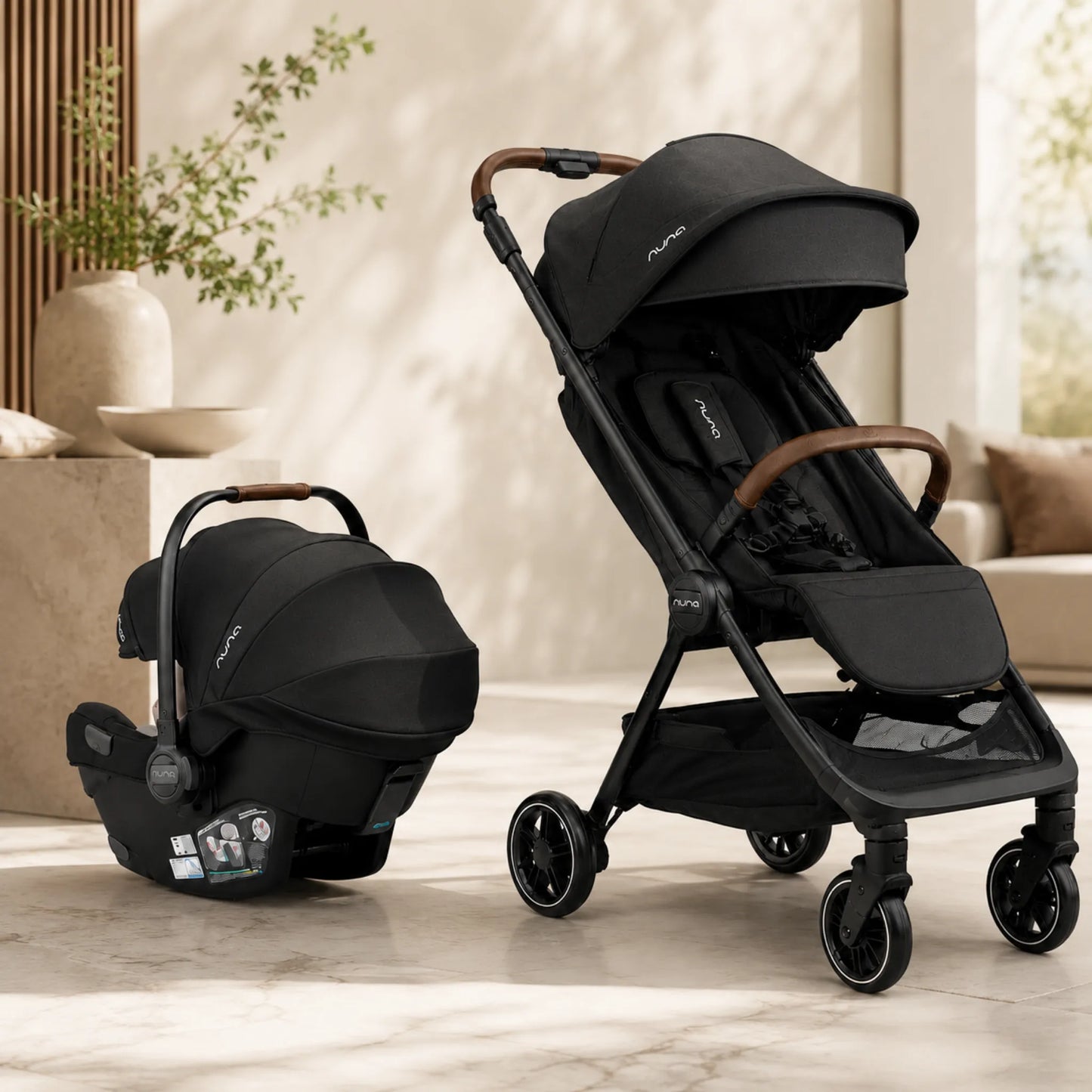 Combo Nuna TRVL + Nuna PIPA URBN – Cochecito y Silla de Auto para Bebé