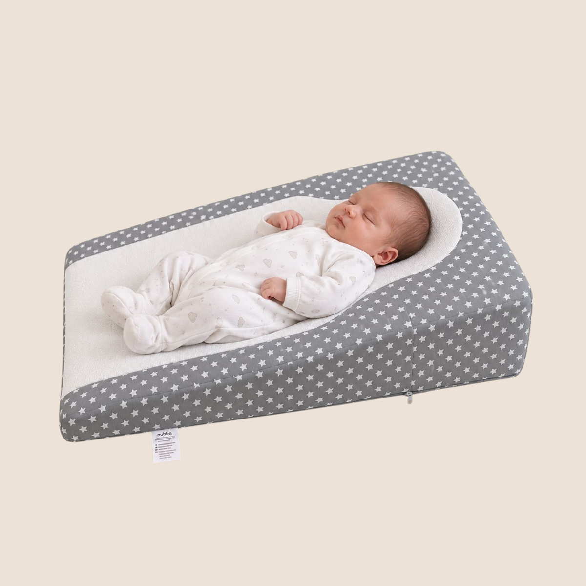 Colchón Antirreflujo para Bebé – Gris Estrellas