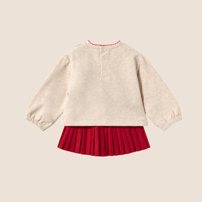 Mayoral Conjunto Sudadera Corazones y Falda Plisada Bebé - Mayoral Nueva Coleccion
