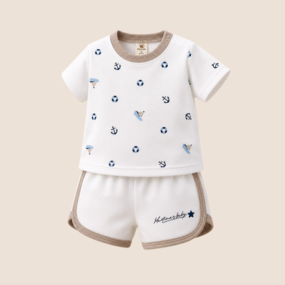 Conjunto 2 Piezas Marinero Bebe Nino Algodón 3M-18M