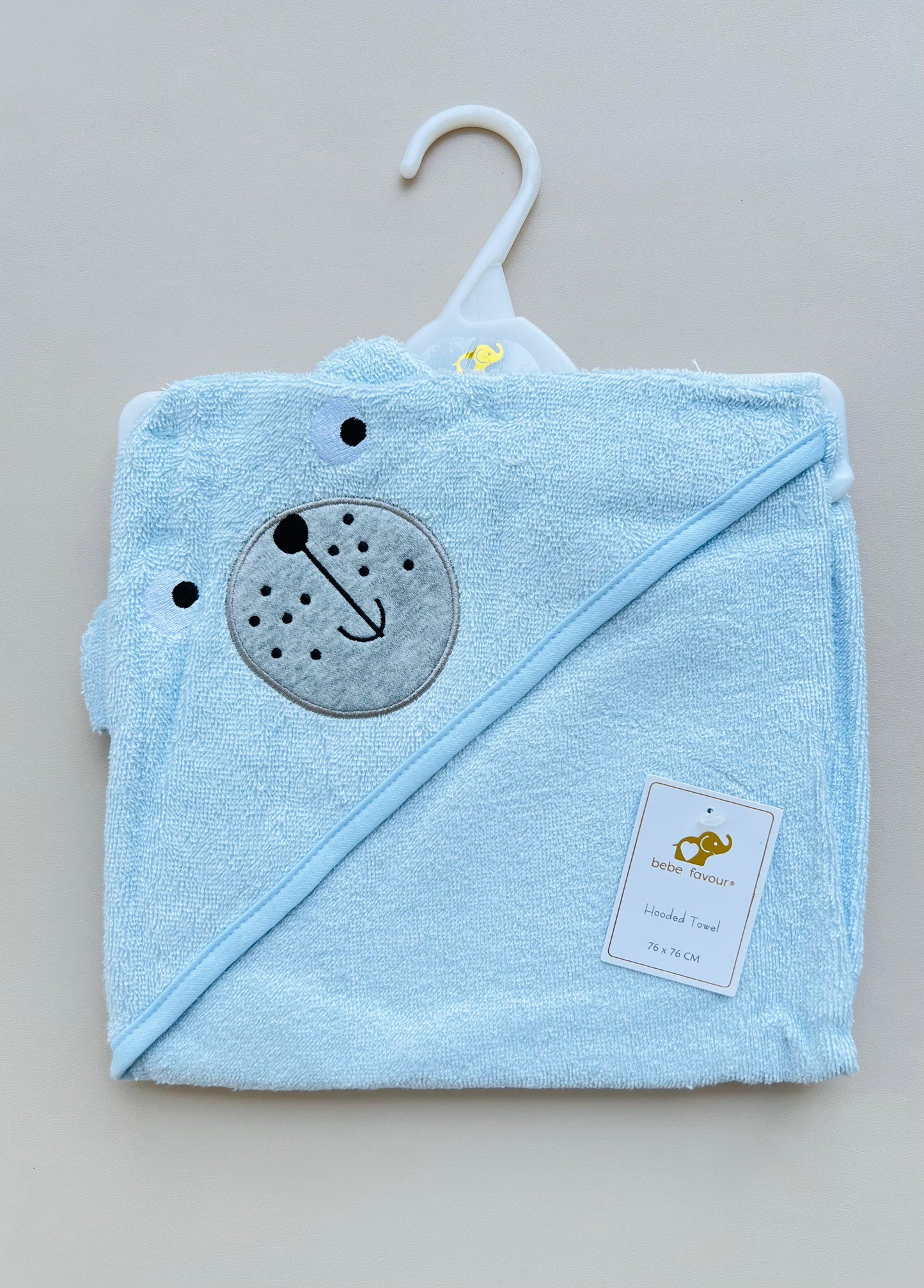 TOALLA CON CAPUCHA ANIMALES OSO AZUL