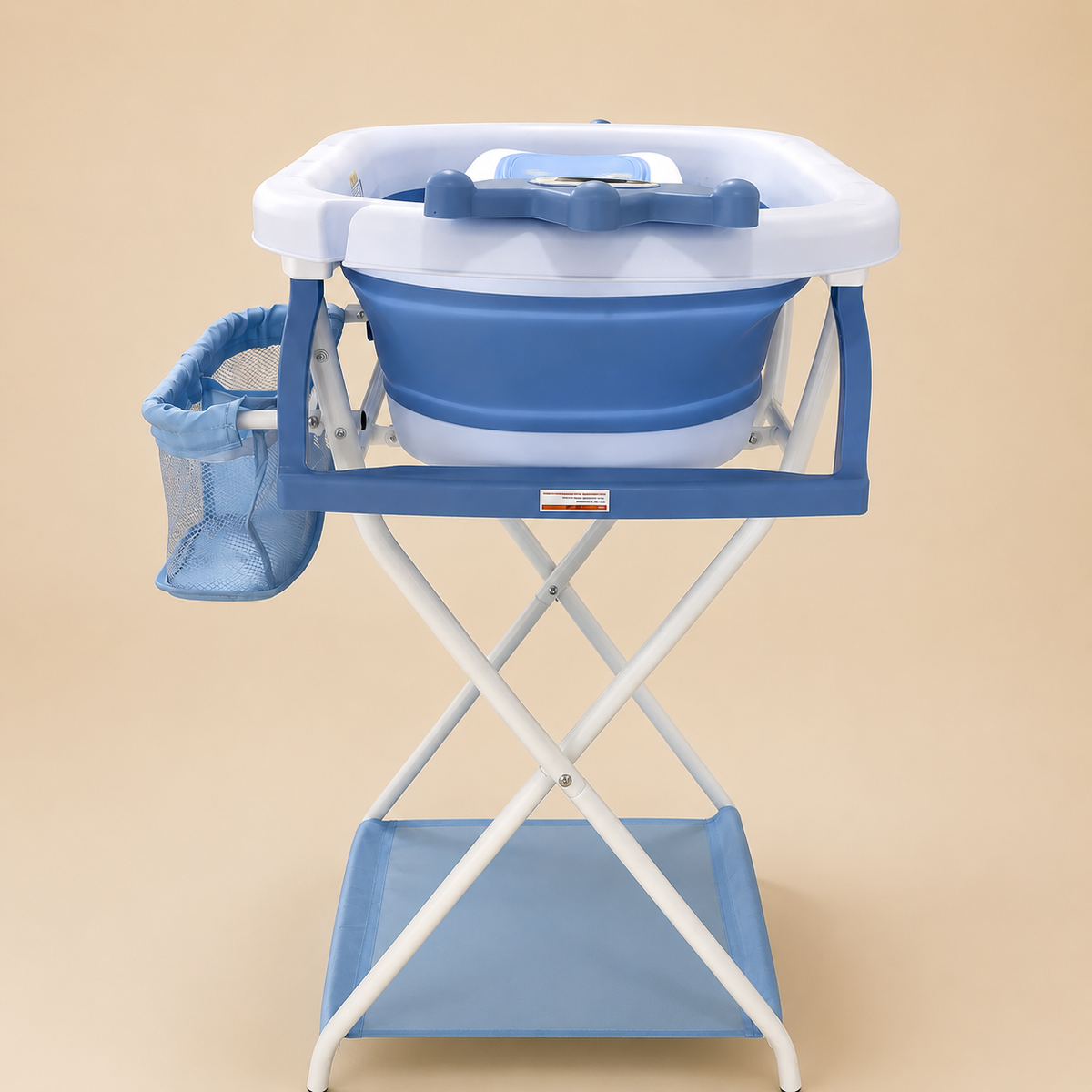 Bañera Alta Plegable con Soporte para Bebé – Termómetro Digital, Canastilla y Juguetes Incluidos