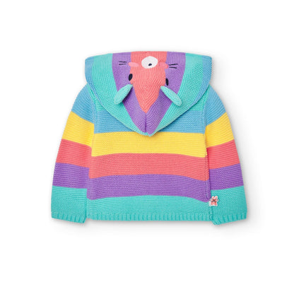 CHAQUETA TEJIDA MULTICOLOR CON CAPUCHA ANIMAL BOBOLI