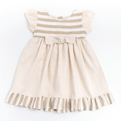 Overol lino a rayas beige